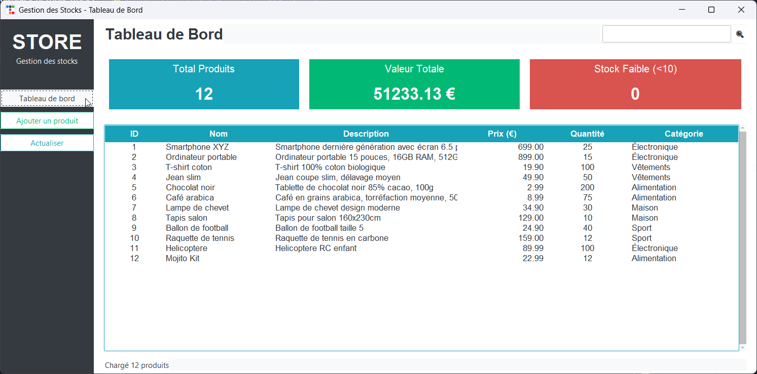 gestion des stocks